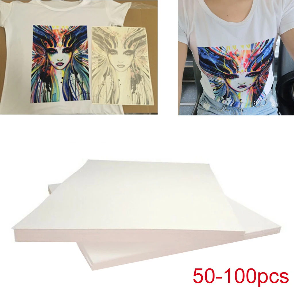 Papel de transferencia térmica A4, Tela ligera de tela para pintar, camiseta artesanal para tazas recubiertas, vidrio de Metal, reproducción colorida, prensa de calor de hierro