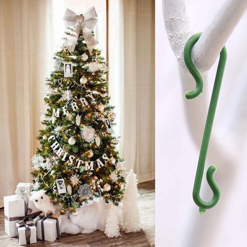 10 Sheets/100pcs Hanging Christmas Tree Hooks DIY Xmas Tree Pendant Home Ornaments Decor Christmas Supplies