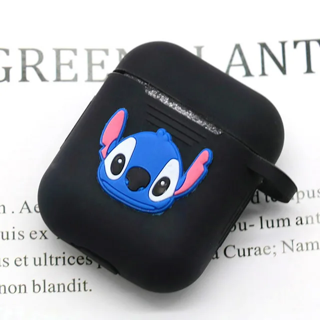 Милый мультяшный беспроводной Чехол для наушников для Apple AirPods 2 Силиконовый чехол для зарядки наушников Защитный чехол для AirPods - Цвет: blacksitchQ