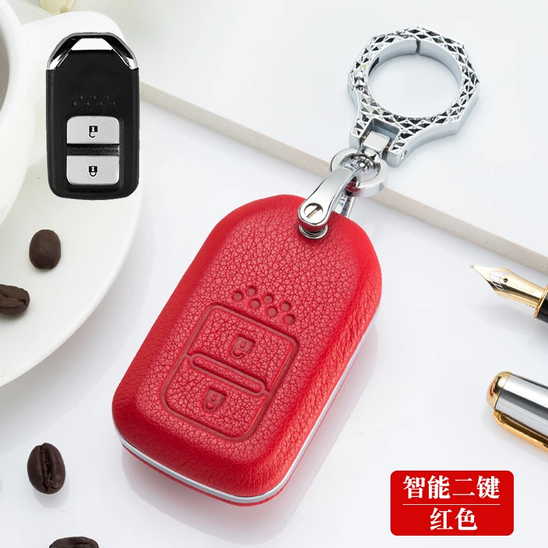 Пластиковый кожаный чехол для ключей автомобиля аксессуары для Honda Civic Accord Pilot HR-V для CXV FIT XRV VEZEL - Название цвета: A-red