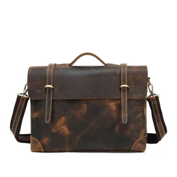 

Imported Full-Grain Leather Men's Business One-Shoulder Cross-Body Leather Bag Retro Retro Style Spot