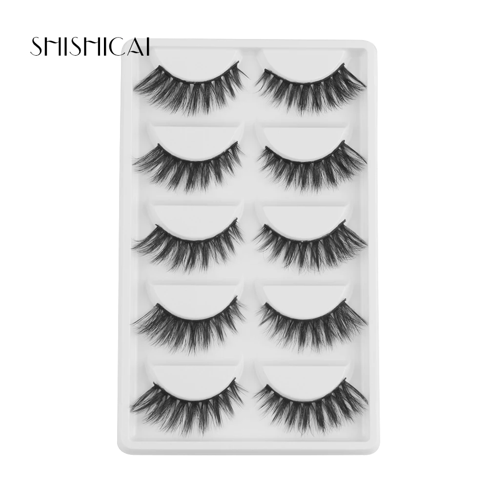 A004 MAGEFY 5 Pairs/Pack High Quality Faux 3D Mink Lashes Hair Soft Synthetic Hair False Eyelashes Professional Make up Eye Lashes - Цвет: A004