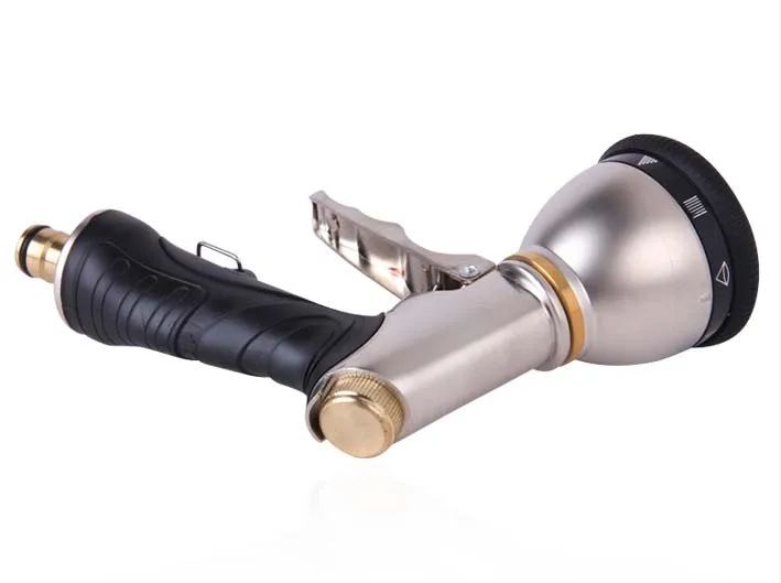 Metal 9 function garden water trigger nozzle with front trigger