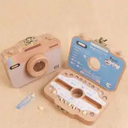 Для детских зубов коробка для хранения в форме камеры деревянный контейнер для хранения зубов подарок для дома держит детей от повреждения