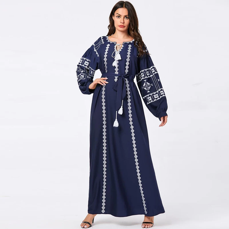 Плюс размер Абая, для мусульман платье хиджаб Caftan одежда из Дубая женский Восточный халат Оман турецкая исламская одежда Tesettur Elbise Djellaba