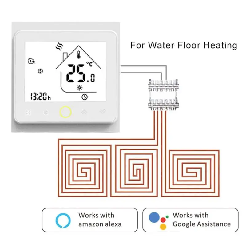 WiFi умный термостат контроллер температуры работает с Alexa Google Home для воды/электрического подогрева пола воды/газового котла