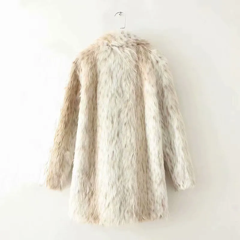 NSZ women animal printed elegant faux fur coat teddy bear chic jacket shaggy winter warm outerwear fashion overcoat