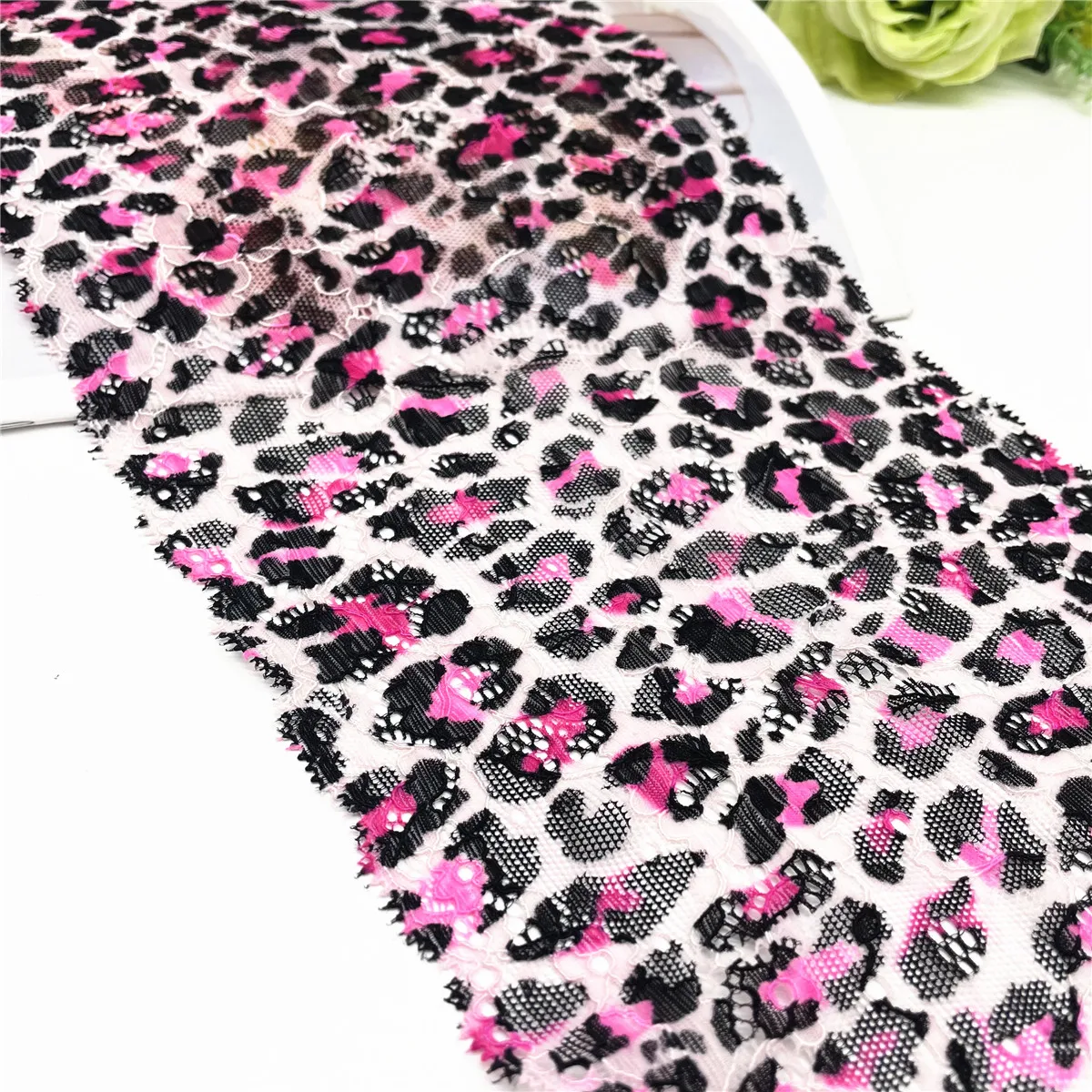 3y/lot Width 7 inch /18cm Purple Leopard Pink Elasic Stretch Lace Trim For Lingerie Sewing Craft DIY Apparel Fabric Lace Garment 5