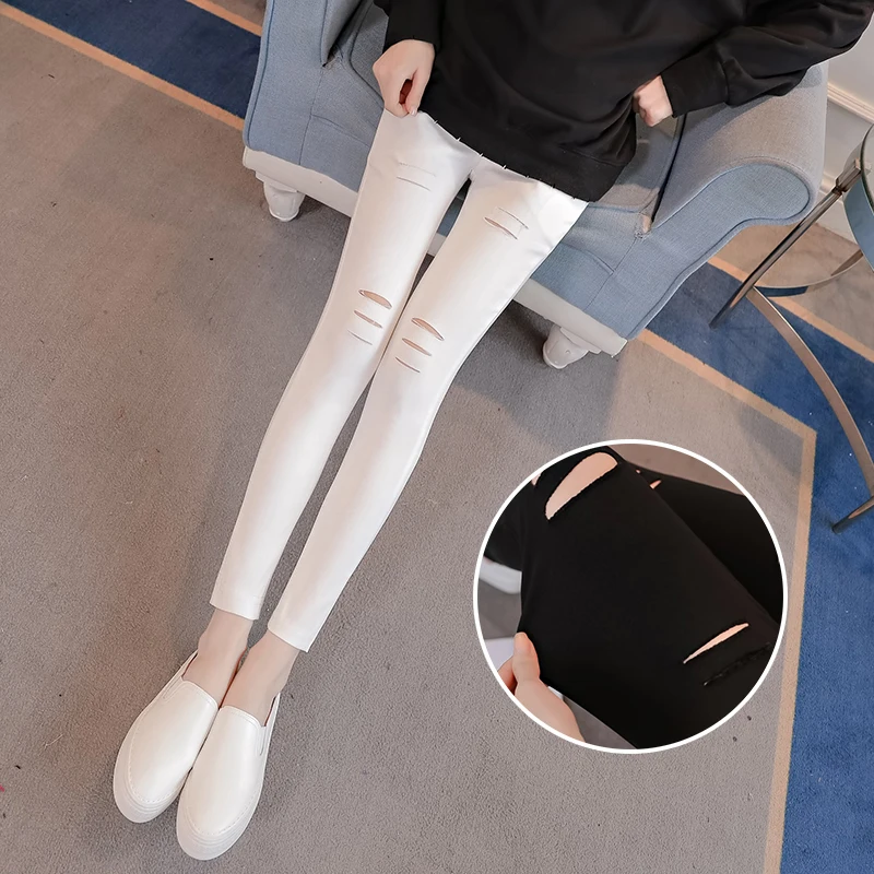 Maternity Ripped Hole pants Spring Summer High Elastic Waist   Pregnant Women Pregnancy Trousers leggings Belly Clothes Clothing 4
