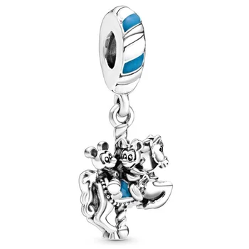 

Original Blue Enamel And In Carousel Horse Pendant Bead Fit 925 Sterling Silver Charm Bracelet Diy Jewelry