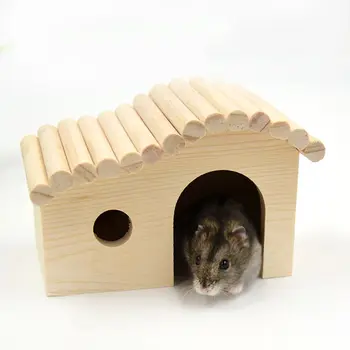 

Wooden Hamster Hideout Hut for Small Animals Dwarf Mouse Exercise Toy