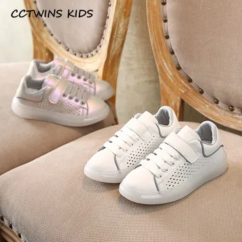

Kids White Silver Shoes 2020 Spring Children Fashion Sport Sneakers Baby Girls Casual Trainers Boys Breathable Shoes FC2776