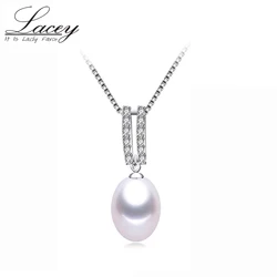 Natural Freshwater Pearl Pendant Necklace For Women,925 Sterling Silver Chain Pearl Pendant Necklace Bride Gift