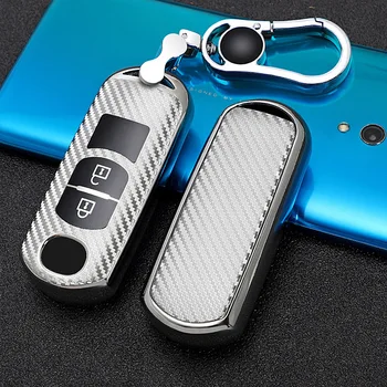 

1pcs Carbon Fiber Style TPU Car Key Case For Mazda CX3 CX5 CX7 CX9 2-button Smart Keyless Car key Fob cover Protector Shell
