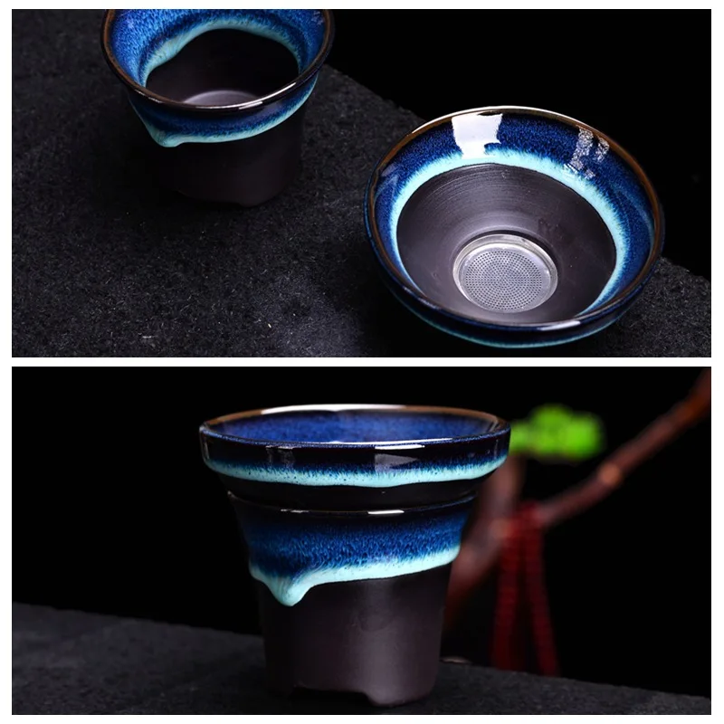 

Wholesale Home Practical Tianmu Jun Porcelain Ceramic Tea Strainer Saucer Creative Kung Fu Tea Set Accessories Tea Filter