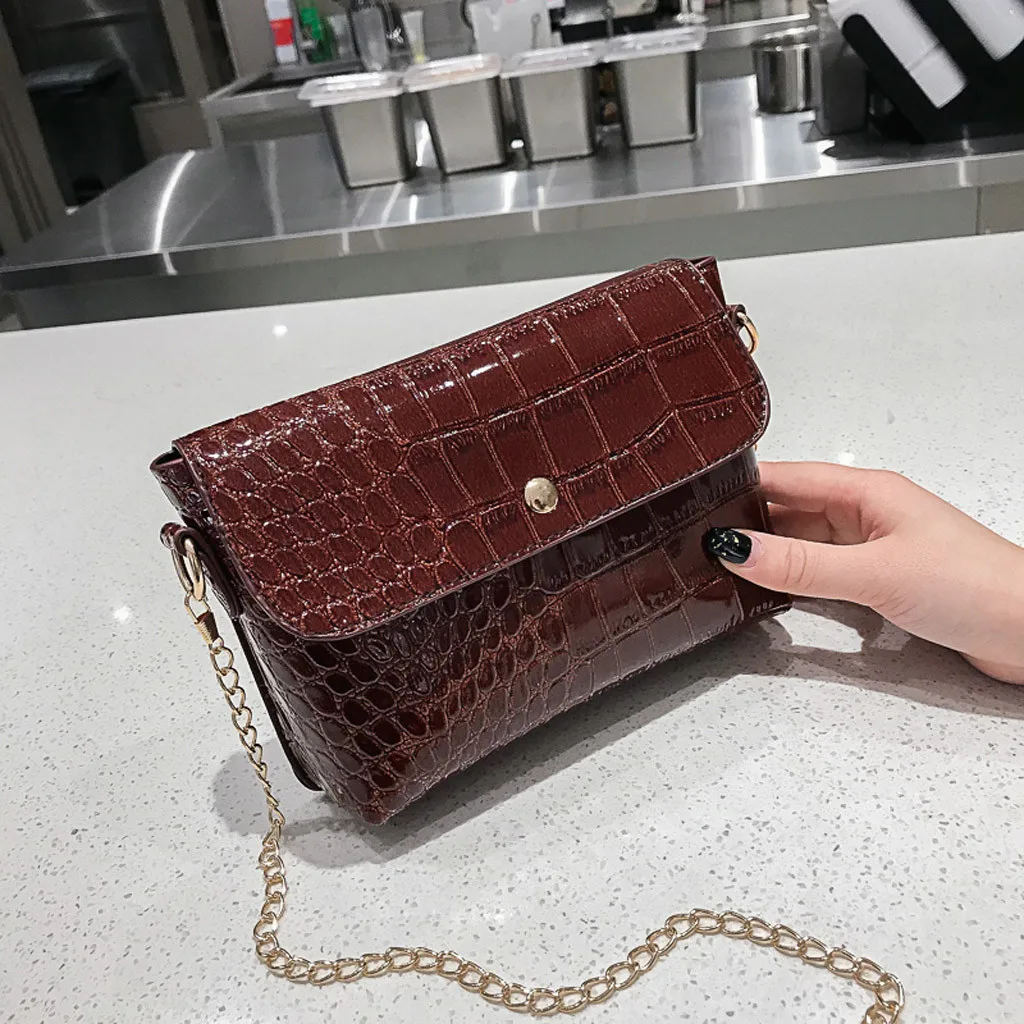 Сумка 2019 новая сумка через плечо одноцветная на Студенческая с крокодиловым