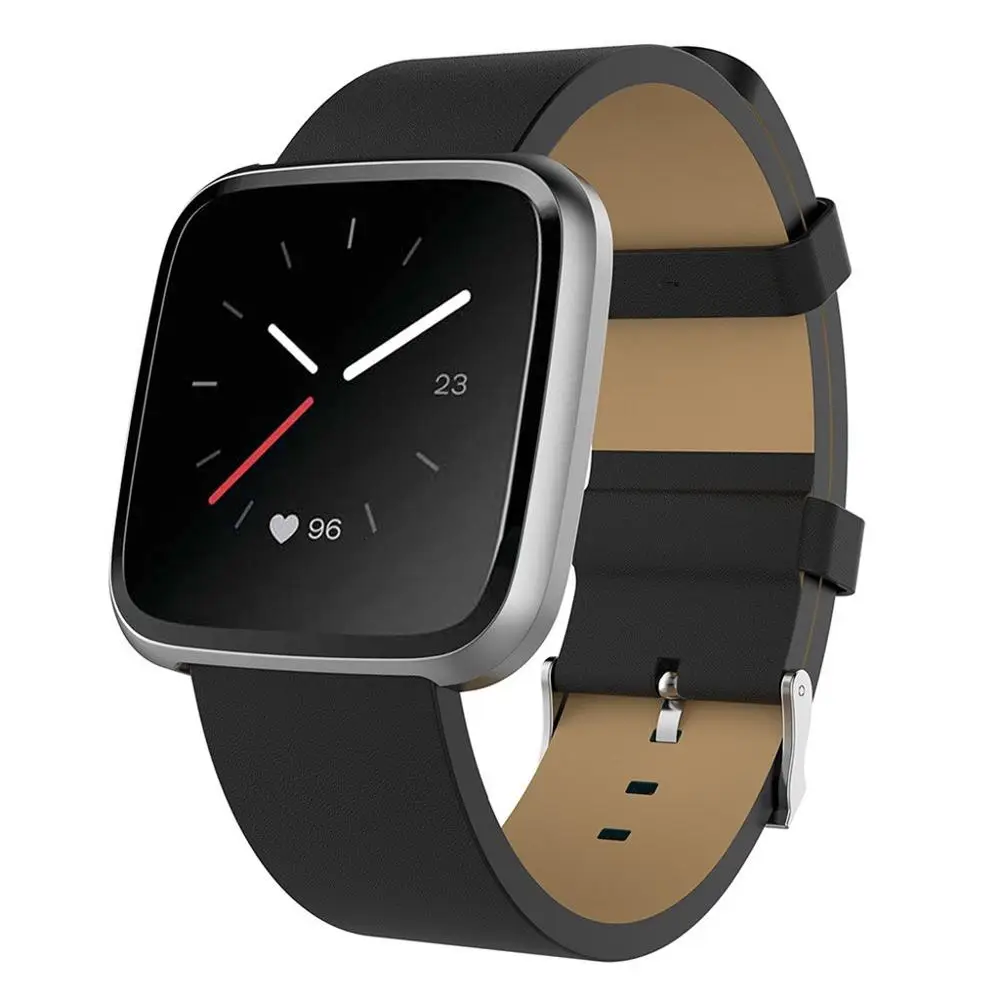 Для Fitbit Versa 2 роскошный кожаный ремешок сменные часы ремешок на запястье умные часы долговечные аксессуары#910