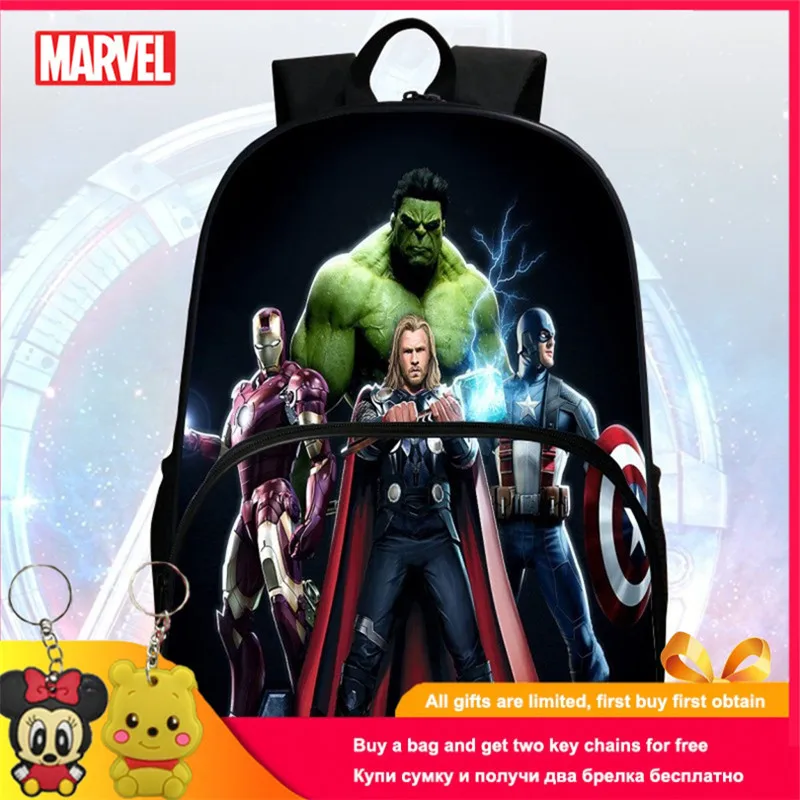 Детский рюкзак Marvel, школьная сумка, школьная сумка для мальчиков и девочек, черная сумка на плечо для ноутбука, дорожная сумка, повседневный водонепроницаемый рюкзак