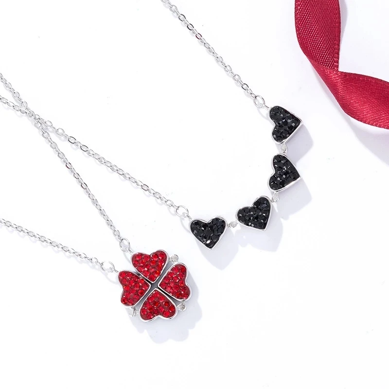 Amazon.com: YANCHUN Valentines Heart Necklace for Girlfriend Heart Clover  Necklace for Women Lucky 2 in 1 Four Leaf Clover Necklace Valentines Day  Gifts for Her : Clothing, Shoes & Jewelry