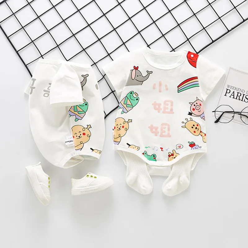 

Online Celebrity Baby Clothes Cute Triangular Onesie Summer Newborns Crawling Clothes 03-6 Month Men And Women Baby Nursing Romp