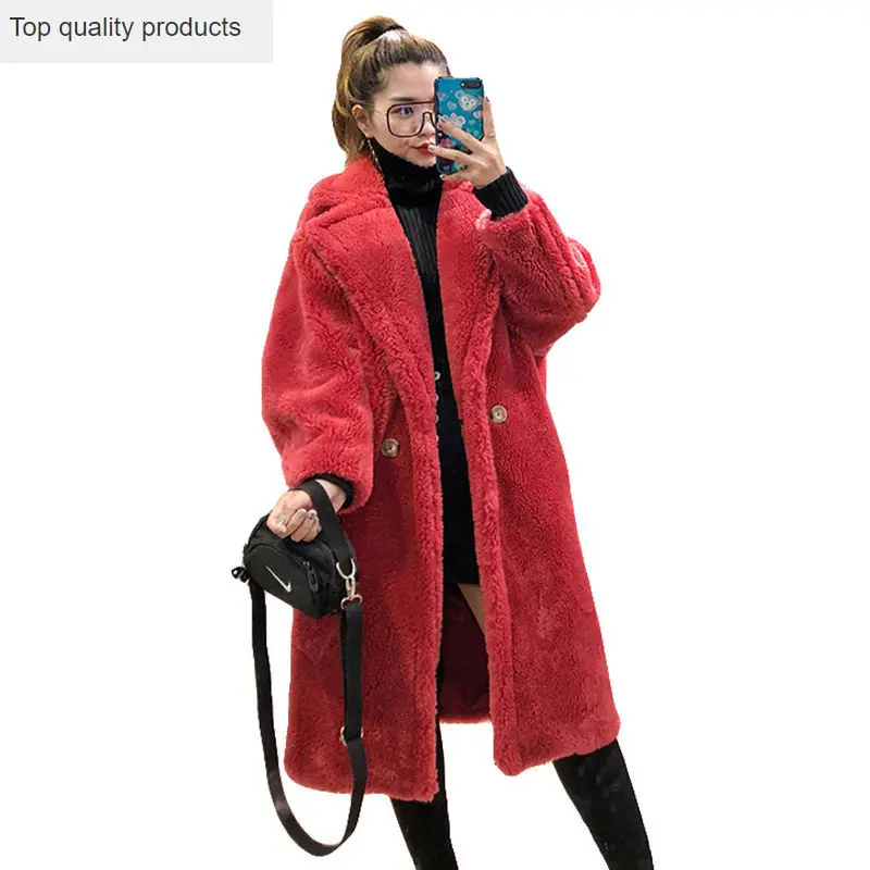 2020 Nieuwe Vrouwen Winter Bontjas Lente Herfst Lange Losse Jas Sexy Roze Rood Outer Warme Wollen Jas Vintage Uitloper cacaso AC264 2020 Nieuwe Vrouwen Winter Bontjas Lente Herfst Lange Losse Jas Sexy Roze Rood Outer Warme Wollen Jas Vintage Uitloper cacaso AC264