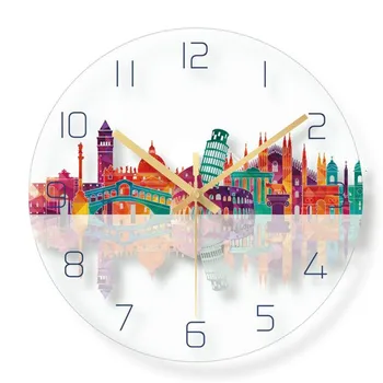 

Europe Home Wall Clock Fashion Transparent Glass Wall Clock Study Quiet Creative Personality Round Living Room Clocks L