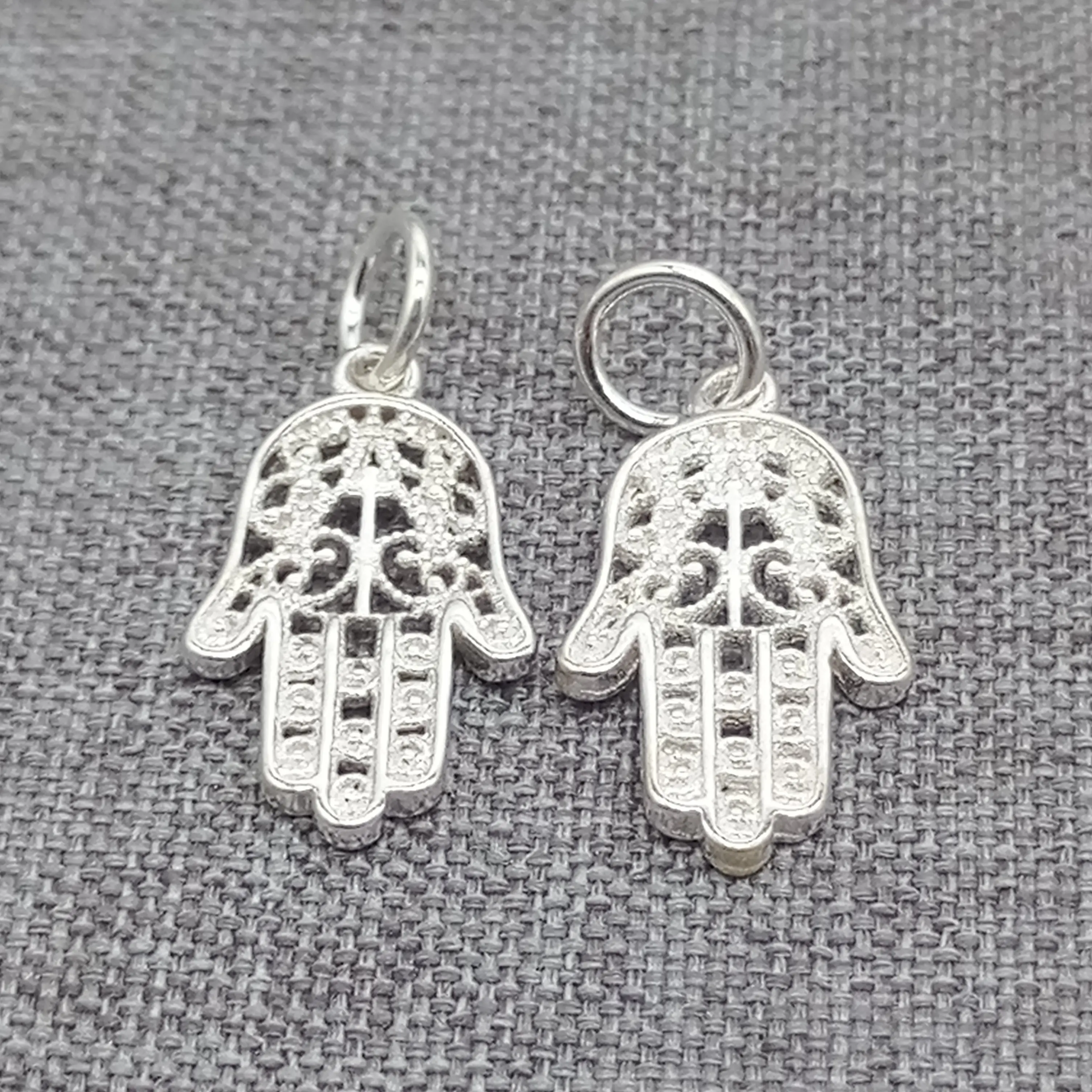 

6 Pieces of 925 Sterling Silver Filigree Hamsa Hand Charms for Bracelet Necklace