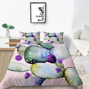 

Cactus Bedding Set Queen Size Fashionable Artistic Pink Duvet Cover Girls King Twin Full Single Double Comfortable Bed Set
