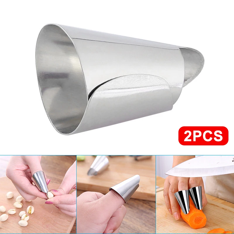 2PCS Stainless Steel Fruit Peel Finger Protector Kitchen Pick Vegetables Gadgets Stripping Beans Garlic Peeler xqmg Finger New