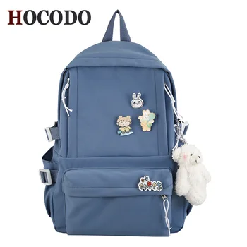 

HOCODO 2020 Waterproof Canvas Women Backpack New High Quality Student Schoolbag Cute Casual Travel Backpack Pure Color Bookbag