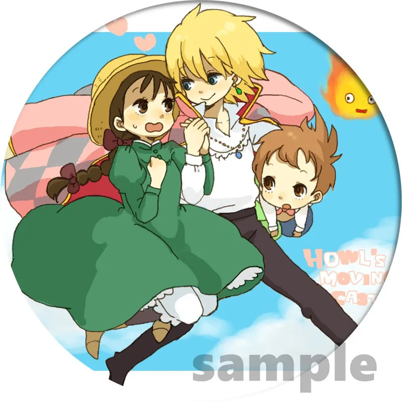 Free Shipping Howl's Moving Castle Badge Anime Accessories Hauru no ugoku shiro Brooch Pin Backpack Decoration Children's gift family halloween costumes Cosplay Costumes