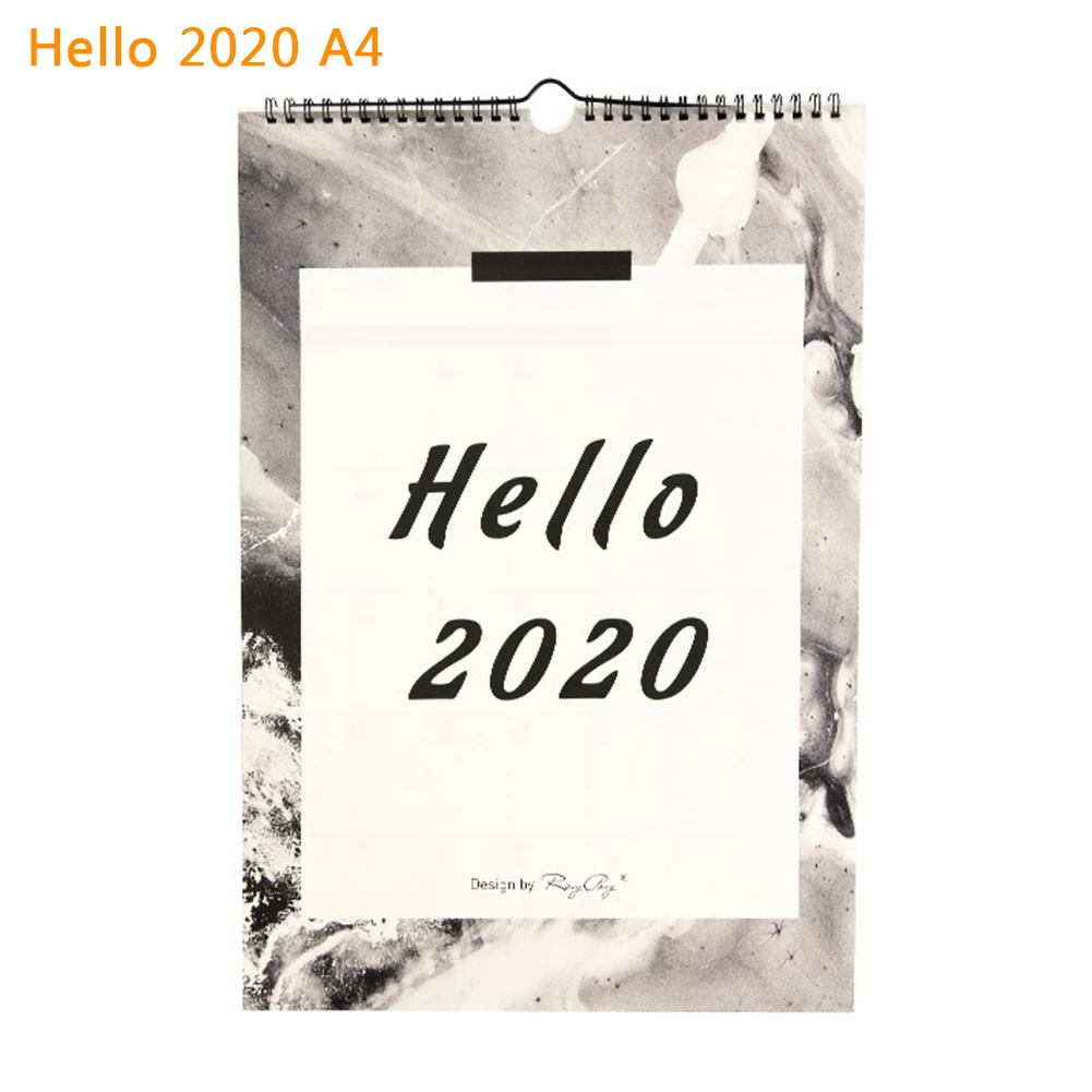 Hello 2020 A4 Ежедневник с датой и сеткой, записывающий, мраморный, стиль планеты, сделай сам, напоминающий настенный календарь, годовой график, органайзер, ежемесячный - Цвет: Hello 2020 A4