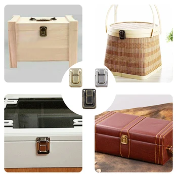 

10PCS Jewelry Wooden Box hasp Pad lock Antique Bronze Iron clasp latch hook Padlock small shackle Furniture Hardware