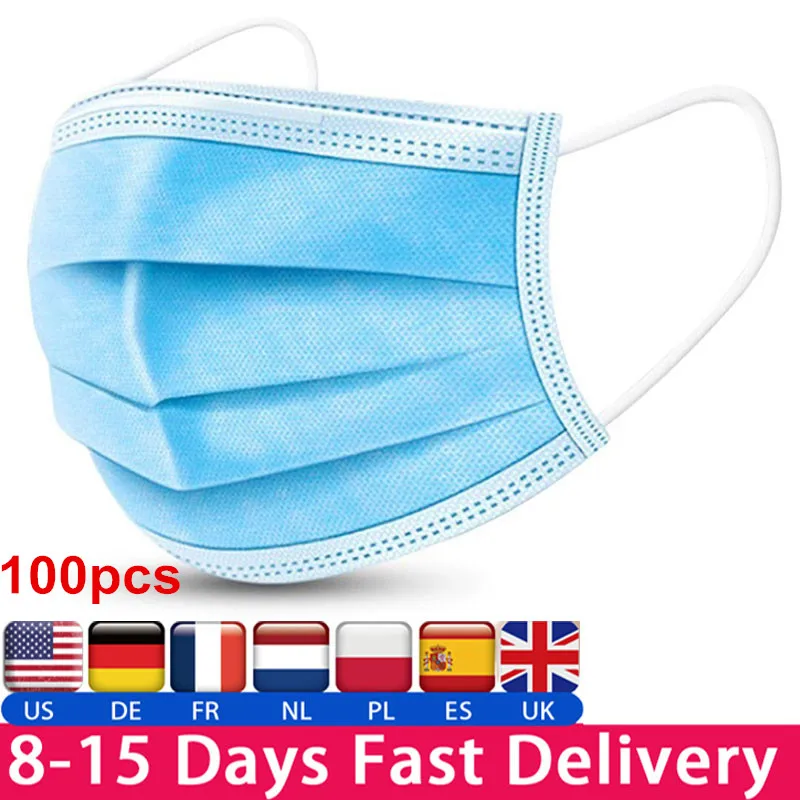 

Protective Face Mouth Mask Disposable Waterproof Dustproof mouth mask 95% Meltblown Cloth 3-layer protection Dustproof cloth
