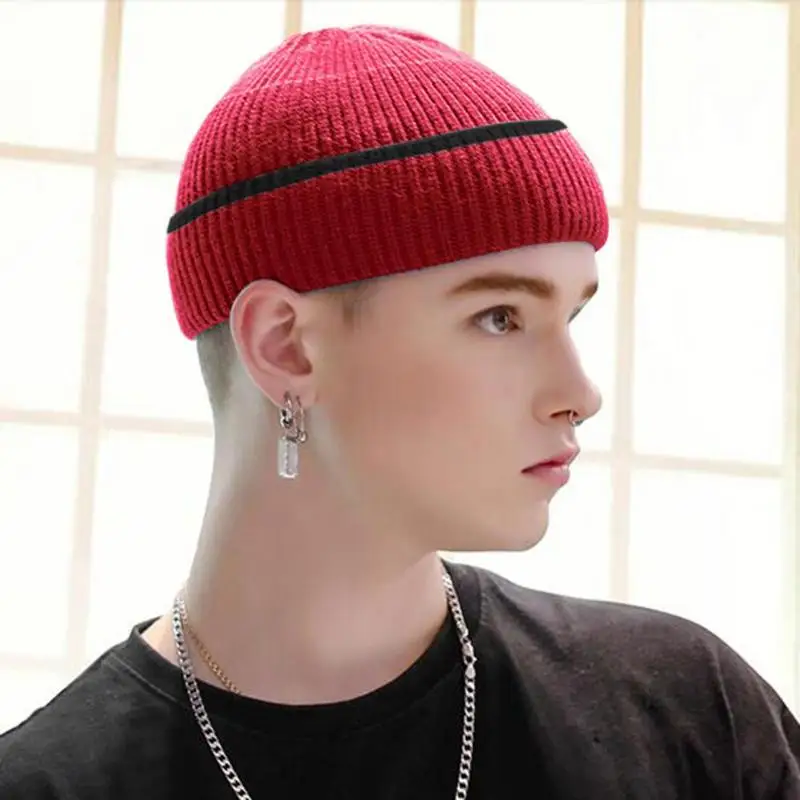 Зимняя Вязаная мужская шапка Skullcap, мужская вязаная шапка Skullcap, осенне-зимняя шапка в стиле хип-хоп, шапки в рыбацком стиле, вязаная шапка для женщин
