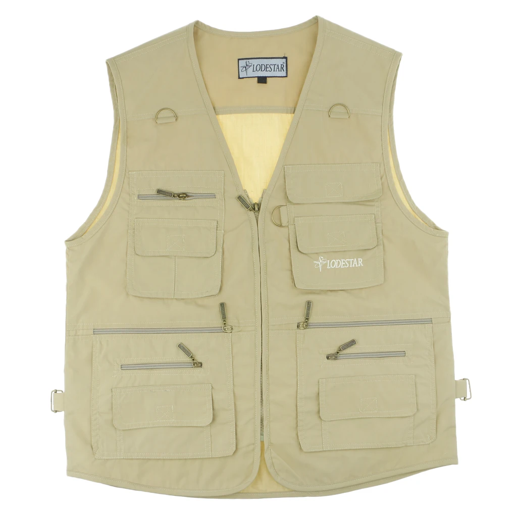 Beige 5XL Рыбалка фотография жилет открытый путешественник куртка Мульти Карманный жилет Легкий Удобный прочный в использовании - Цвет: Beige 5XL