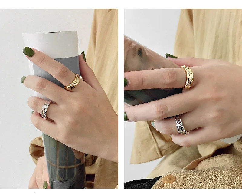 S'STEEL необычное Золотое кольцо 925 пробы серебряные кольца для женщин Anillos De Plata De Ley Mujer Bague Femme Argent ювелирные изделия