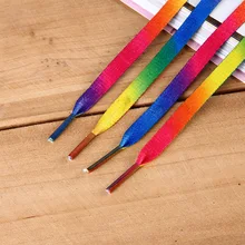 1 пара разноцветных тканевых туфель на плоской подошве с радужным градиентным принтом кружевная обувь повседневные Цветные шнурки 80 см/100 см/120 см