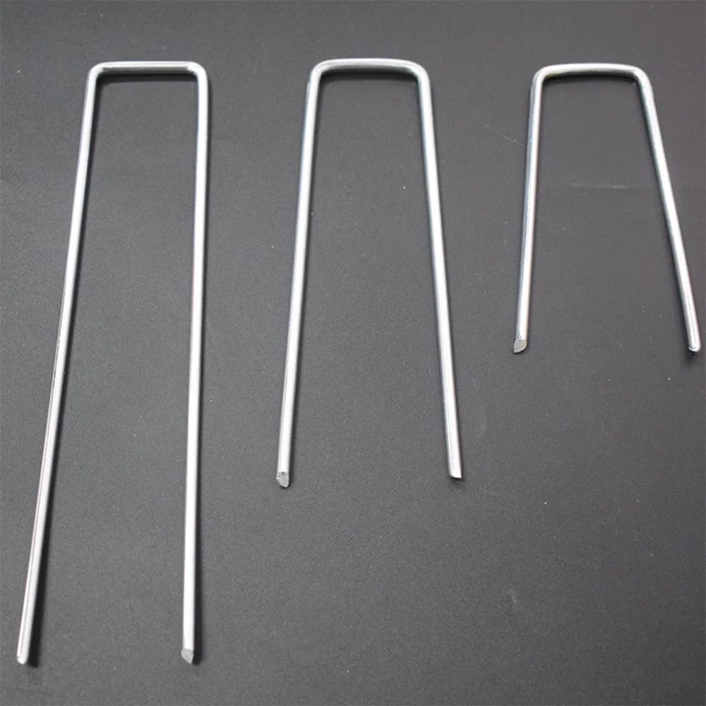 U-Shaped Galvanized Ground Anchors Stakes Pegs Pins Securing Lawn Farm Sod Weed Barrier Landscape Grass Fabric Netting
