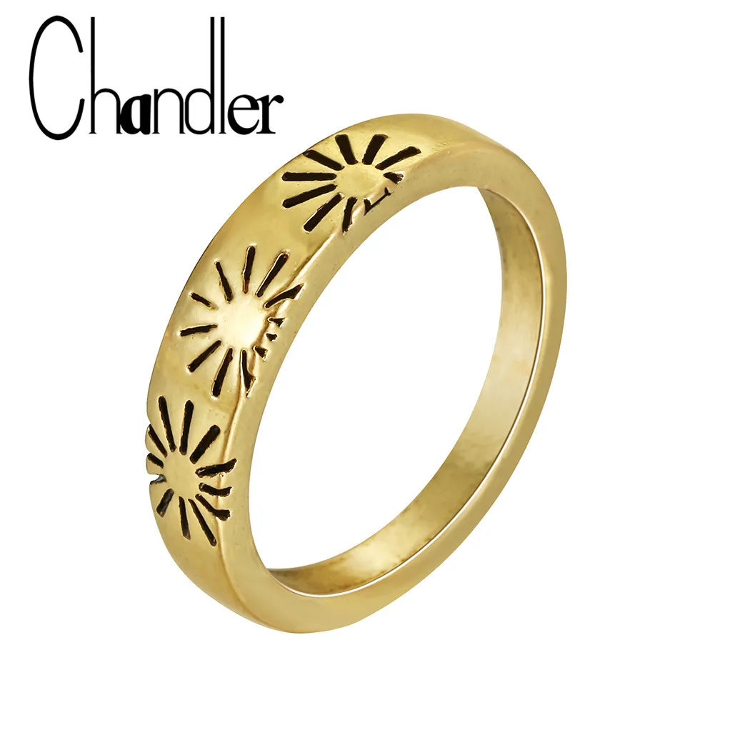 Мужские Ретро Кольца от солнца Chandler классические позолоченные кольца с золотым и