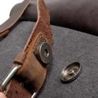 laptop men's backpack waxed canvas Backpack Vintage Canvas Backpack Leather School Bag Neutral Portable Wearproof Travel Bag 3