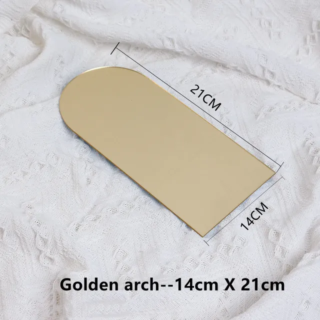 Acrylic Mirror Board Cosmetics Photography Backdrops Birthday Room Decoretiong Ornaments Photograthy Props for Photo Studio Golden   21x10cm