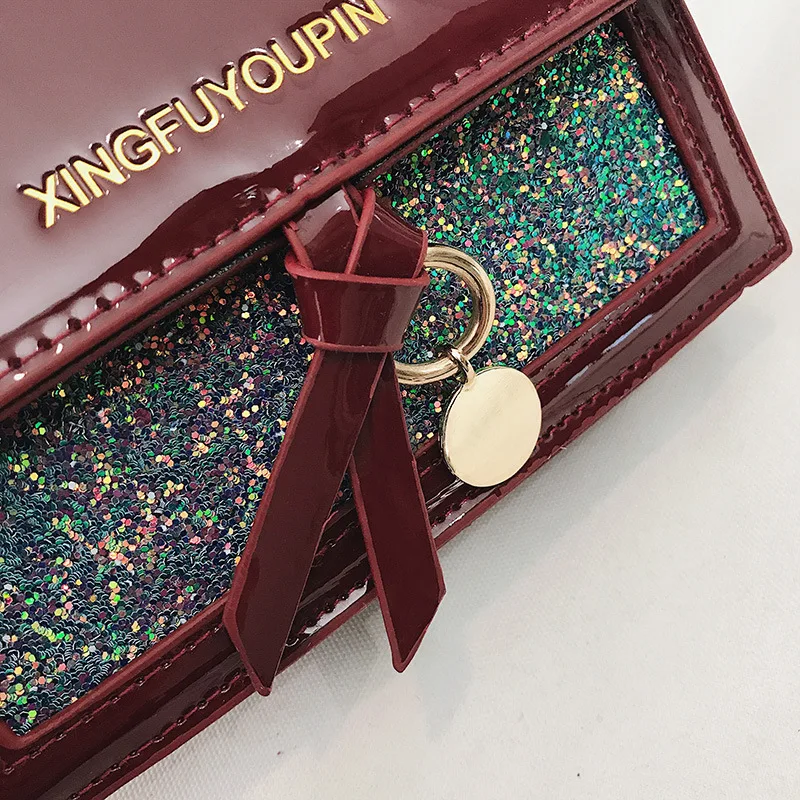 

2019 Early Spring Shiny Stereo Square Sling Bag niu bi huan Shoulder Cross-body WOMEN'S Bag