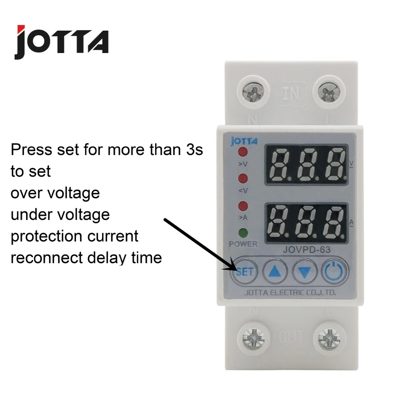 40A/63A 230V din-рейка регулируемое перенапряжение и под напряжением защитное устройство предохранитель реле с защитой от перегрузки по току