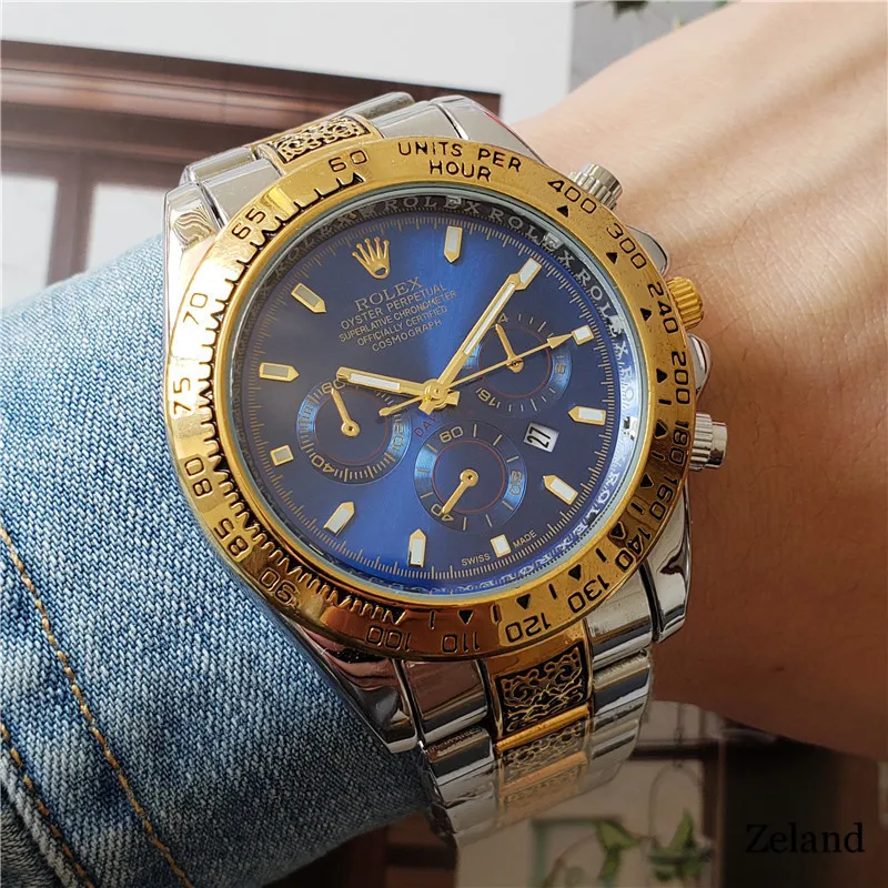 

Rolex- Men's quartz watch Top brand luxury stainless steel contracted men's fashion timing men's sports watch27
