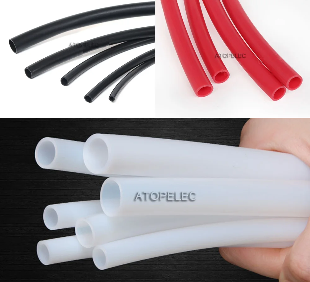 ID_1mm PTFE Tubing OD_2mm F4 Rigid Pipe 260Deg.C High Temperature 600V Black/Red/White Color |