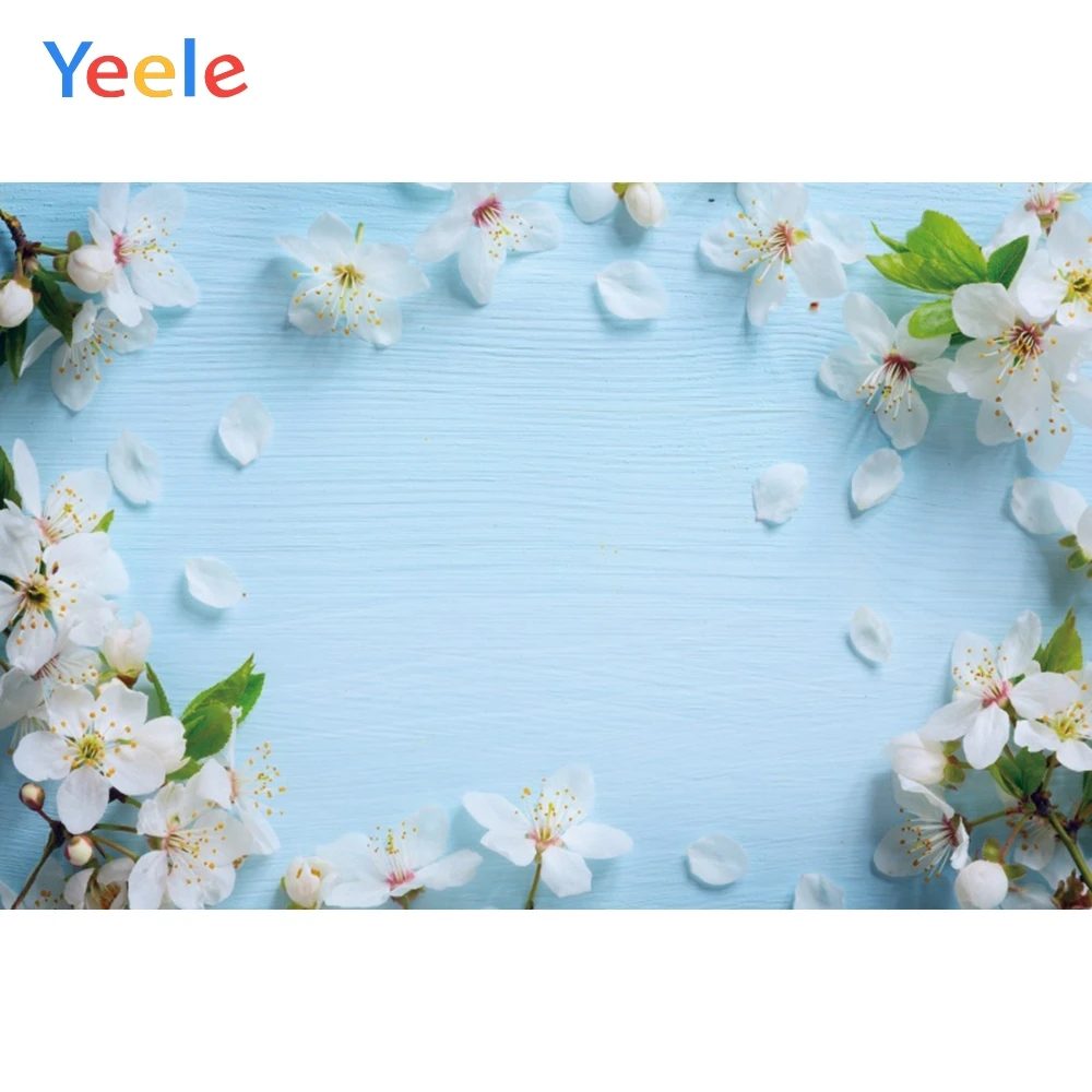 

Yeele Photography For Backgrounds Blue Wooden Board Flowers Baby Pet Food Photo Backdrops Photo Shoot Props Photocall Portrait