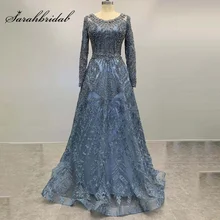 Новые Вечерние платья в арабском Дубае, Роскошные вечерние платья с длинными рукавами, Украшенные бусинами, с круглым вырезом и кристаллами, вечернее платье для женщин, Robe De Soiree Vestido WT5608