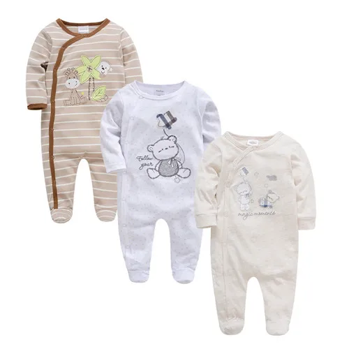 Kavkas 3 pcs/lot Baby Girls Boys Clothes Dinosaur Printing Summer Cotton Jumpsuit Newborn Rompers 0-3 m Long Sleeve Clothing - Цвет: PY11454647