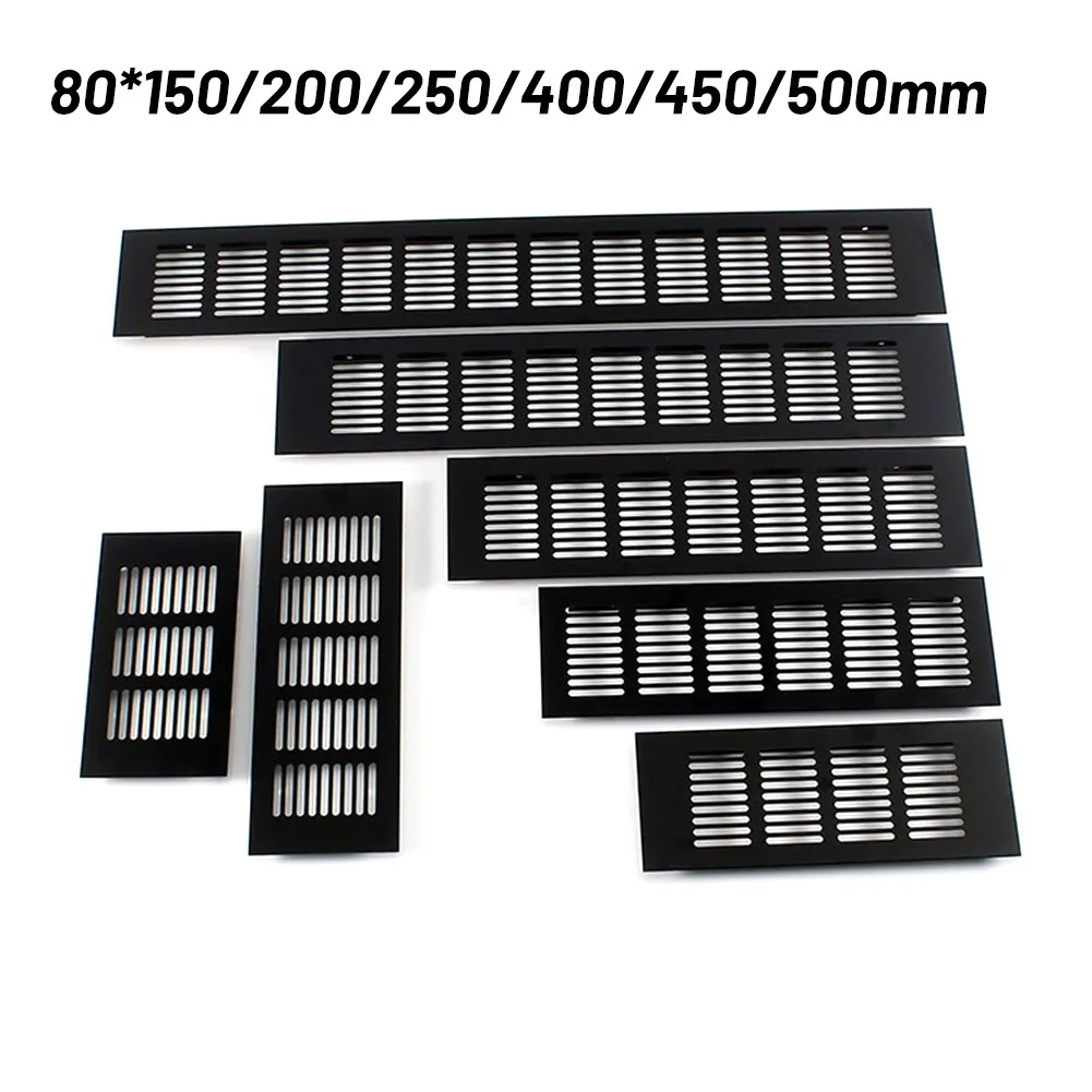 Air Vent Grille Ventilation Grille Air Vent Cover Aluminum Alloy Black Alloy Rectangular Air Vent Grille Ventilation Cover Cabinets Wardrobes Cupboard Accessories